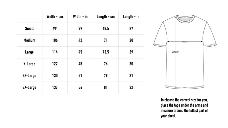 Size chart for Nausea T-Shirt - Black